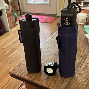 Black and Blue alcohol/liquor holders masquerading as umbrellas